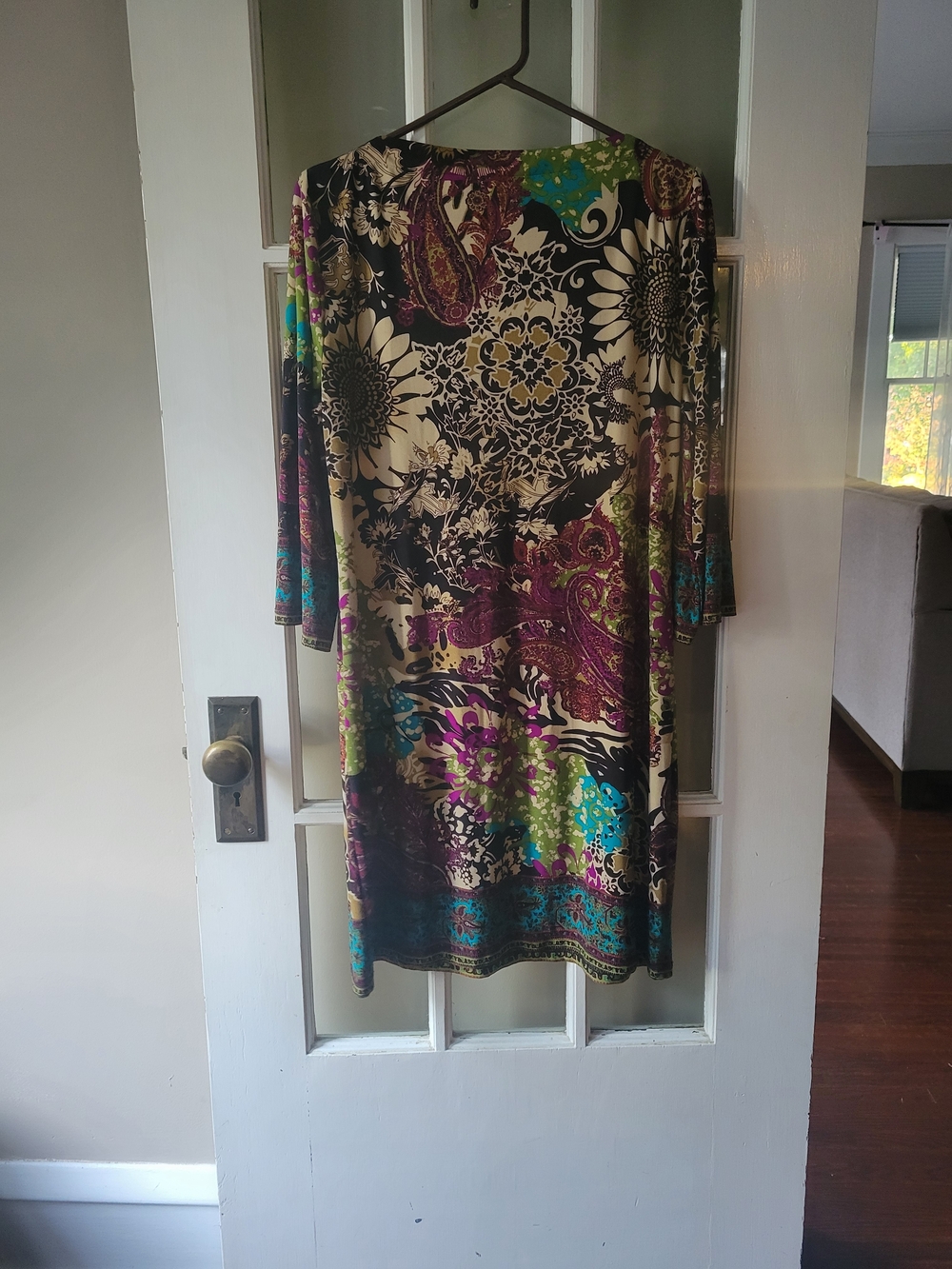 ECI New York Paisley Floral Multicolor Print Pullover Dress Stretch Women's L - Picture 5 of 14
